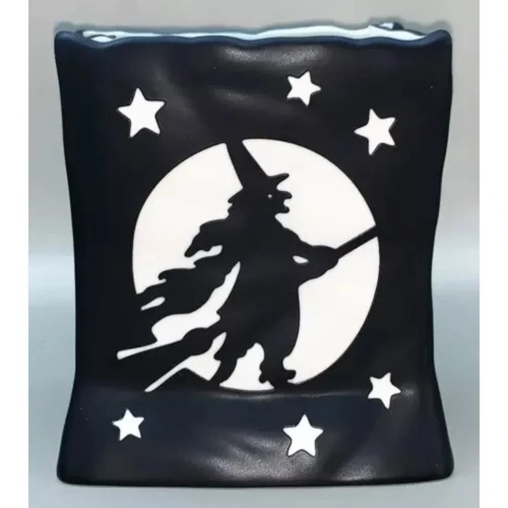PartyLite Luminary Witch Broomstick Moon Candle Holder HALLOWEEN Vtg Retired NIB
